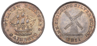 19th Century Tokens, LINCOLNSHIRE, Gainsborough, William Jerrems, Shilling, 1811, ship sailing right, rev. windmill,...