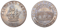 19th Century Tokens, LINCOLNSHIRE, Gainsborough, Samuel Sandars, Shilling, 1811, ship sailing left, rev....