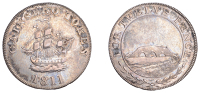 19th Century Tokens, LINCOLNSHIRE, Gainsborough, issuer uncertain, Shilling, 1811, ship sailing left, rev. distant...
