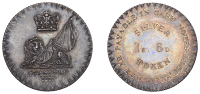 19th Century Tokens, LINCOLNSHIRE, Stamford, Edward and Francis Butt, Eighteen Pence, 1811, lion couchant with flag,...