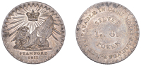 19th Century Tokens, LINCOLNSHIRE, Stamford, Edward and Francis Butt, Eighteen Pence, 1811, lion couchant with flag,...