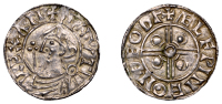 Cnut (1016-1035), Penny, Pointed Helmet type, Thetford, Ælfwine, +ælfpine on ðeodf, 0.88g/3h (BEH 3450 var....