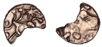 British Iron Age, CORIELTAUVI, Uninscribed issues, South Ferriby type, devolved head of Apollo, in the form of a...