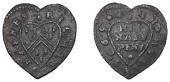YORKSHIRE, Kingston-upon-Hull, Richard Barnes, heart-shaped Halfpenny, 1669, 1.71g/12h (N 5890; BW. 133). About...