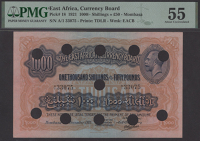 East African Currency Board, 1000 Shillings, Mombasa, 15 December 1921, serial number A/1 33075, Mercer, Bottomley,...