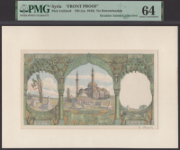 Banque de Syrie et du Liban, Syria, obverse uniface proof for 500 Piastres, ND (c.1938-39), no serial numbers or...