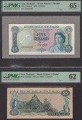 Reserve Bank of New Zealand, obverse and reverse composite essays on board, showing designs for an unadopted $5, ND...