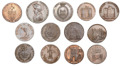18th Century Tokens, Beccles, issuer uncertain, Lutwyche’s Halfpenny, 1795, 10.79g/6h (DH 16); Blything, Sir John...
