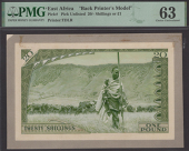 East African Currency Board, hand executed composite essay on board showing the reverse of an unadopted 20...