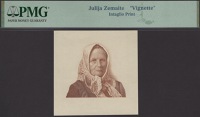 Lietuvos Bankas, an engraved portrait of Julija Zemaite as used on the 1 Litas of 1994, in non numeric PMG holder,...