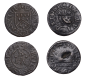 17th Century Tokens, Bildeston, Edward Brownsmith, Farthing, [16]59, 0.64g/12h (N –; BW. 16); William Burch,...