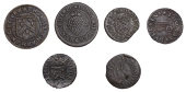 17th Century Tokens, Bury St Edmunds, George Adkisson, Farthing, 0.79g/12h (N 4262; BW. 37); Edward Barnbe,...