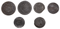 17th Century Tokens, Bury St Edmunds, George Adkisson, Farthing, 0.79g/12h (N 4262; BW. 37); Edward Barnbe,...