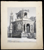 Vietnam, a black and white photograph, subsequently painted over by hand showing Khai Dinh Mausoleum, the tomb of...