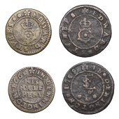 17th Century Tokens, Dennington, Edward Stubbs, Halfpenny, 1668, 1.90g/3h (N 4320; BW. 116), Penny, 1669, 1.99g/6h...