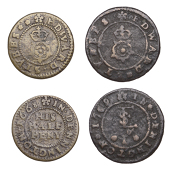 17th Century Tokens, Dennington, Edward Stubbs, Halfpenny, 1668, 1.90g/3h (N 4320; BW. 116), Penny, 1669, 1.99g/6h...