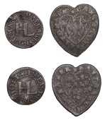 17th Century Tokens, East Bergholt, Lancelot Felton, heart-shaped Halfpenny, 1.84g/12h (N 4249; BW. 118); Habbakkuk...