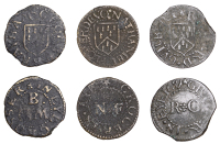 17th Century Tokens, Eye, George Brayham, Farthing, 1.03g/12h (N 4324; BW. 120); Nathaniel Flowerdevo, Farthing,...