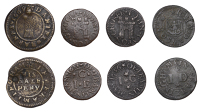 17th Century Tokens, Framlingham, Daniel Barnes, Halfpenny, 1669, 2.38g/3h (N 4327; BW. 123); John Capon, Farthings...