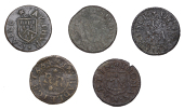 17th Century Tokens, Hadleigh, Thomas Bumpsted, Farthing, 1656, 1.30g/6h (N 4338; BW. 137); Arthur Gaile, Farthing,...