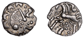 British Iron Age, DOBUNNI, Uninscribed issues, silver Unit, Cotswold Eagle type [Head Type B], moon head right,...