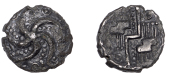 British Iron Age, DUROTRIGES, Uninscribed issues, silver Quarter-Stater, Badbury Starfish type, five-armed starfish,...