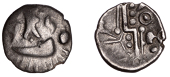 British Iron Age, DUROTRIGES, Uninscribed issues, silver Quarter-Stater, Duro Boat Dots type, ‘three men in a...