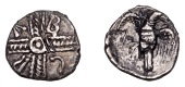 British Iron Age, VECTUARII, Crab (c. AD 10-40), silver Unit, Eagle type, crossed wreaths, pellet in ring at centre,...