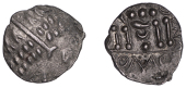 British Iron Age, DUROTRIGES, Uninscribed issues, billon Stater, Omo type, devolved head of Apollo comprising...