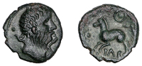 British Iron Age, CATUVELLAUNI, Tasciovanus (c. 25 BC - AD 10), bronze Unit, Sea Horse [Tas] type, bearded head...
