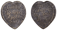 17th Century Tokens, Ipswich, Samuel Dover, heart-shaped Halfpenny, 1.88g/12h (N 4368; BW. 176). Fair, very rare	...