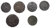 17th Century Tokens, Ipswich, Charls Fareweather, Farthing, 1656, 0.95g/6h (N 4369; BW. 177); George Girlinge,...