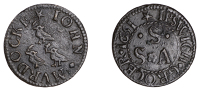 17th Century Tokens, Ipswich, John Murdocke, mule Farthing, 1651, with initials s.a.s. [Samuel Stannard], 0.97g/6h...