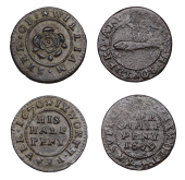17th Century Tokens, Ixworth, Rebekah Bouldero, Halfpenny, 1669, 1.74g/12h (N 4384; BW. 200); William Syer,...