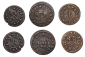 17th Century Tokens, Laxfield, Joeph Ray, Farthings (2), 1665, 1.23g/3h (N 4398; BW. 221), 1668, 0.68g/12h (N –; D...