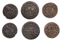 17th Century Tokens, Laxfield, Joeph Ray, Farthings (2), 1665, 1.23g/3h (N 4398; BW. 221), 1668, 0.68g/12h (N –; D...