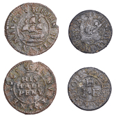 17th Century Tokens, Melton, John Hill, Farthing, 1.01g/6h (N 4414; BW. 242), Halfpenny, 1668, 1.81g/9h (N 4415; BW....