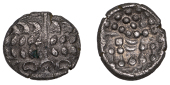 British Iron Age, DUROTRIGES, Uninscribed issues, silver Stater, Turf Cutter type, wreath, ‘turf cutter’ motif...