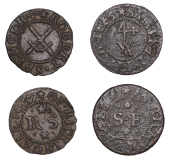 17th Century Tokens, Rickinghall, Samuell Fitch, Farthing, 1665, 1.04g/12h (N 4438; BW. 281); Robert Spencer,...