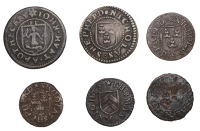 17th Century Tokens, Saxmundham, John Hunt, Halfpenny, 1669, 1.58g/6h (N 4440; BW. 284); Thomas Knights, Farthing,...