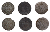17th Century Tokens, Stanton, Thomas Goffe, Farthing, 0.98g/6h (N 4465; BW. 303); Stephen Hovell, Farthing,...