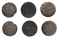 17th Century Tokens, Stanton, Thomas Goffe, Farthing, 0.98g/6h (N 4465; BW. 303); Stephen Hovell, Farthing,...