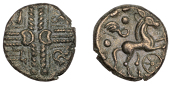 British Iron Age, CATUVELLAUNI, Early Uninscribed issues, bronze core for a contemporary plated Stater, British L...