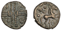 British Iron Age, CATUVELLAUNI, Early Uninscribed issues, bronze core for a contemporary plated Stater, British L...