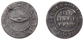 17th Century Tokens, Thelnetham, Abraham Wotherell, Halfpenny, 2.05g/12h (N 4487; BW. 344). Fine; the only token for...