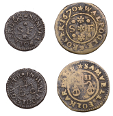 17th Century Tokens, Walpole, Samuel Folkard, Farthing, [16]68, 0.92g/12h (N 4489; BW. 348), Halfpenny, 1670,...