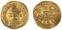 Charles I (1625-1649), Oxford mint, Half-Unite, 1643, no mm., draped and crowned bust left breaking inner circle,...