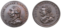 18th Century Tokens, WARWICKSHIRE, Birmingham, William Hallan, Skidmore’s mule Halfpenny, bust left, rev. bust of...