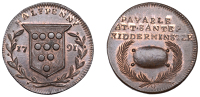 18th Century Tokens, WORCESTERSHIRE, Kidderminster, T. Santer, Skidmore’s Halfpenny, 1791, arms of the See of...