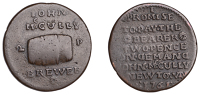 18th Century Tokens, Co DOWN, Newtownards, John McCully, Twopence, 1761, legend around cask, rev. legend, edge...